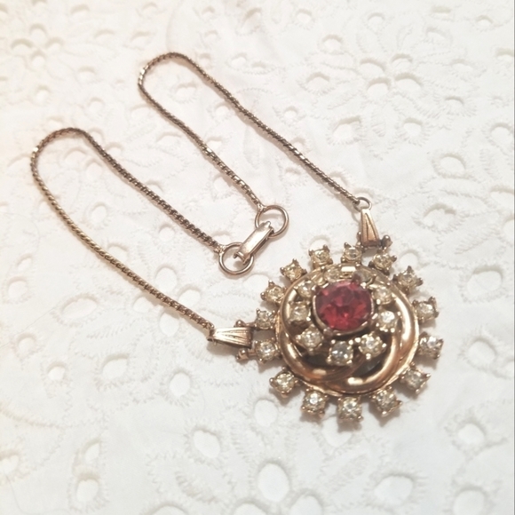 MCLELLAND BARCLAY Rare 1940s Rhinestone Necklace Brooch Combo - Picture 4 of 7